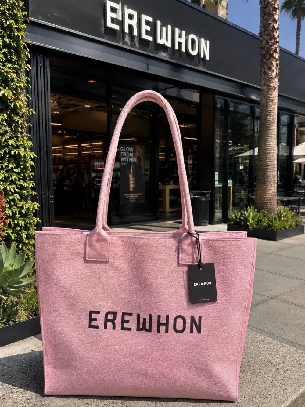 NWT Erewhon Traveler Large Tote Bag Pink Rose Tan Limited Edition Organic Cotton